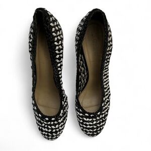 J.Crew Mona Dreamweaver Pumps in Black & White Woven Leather (Size 8)